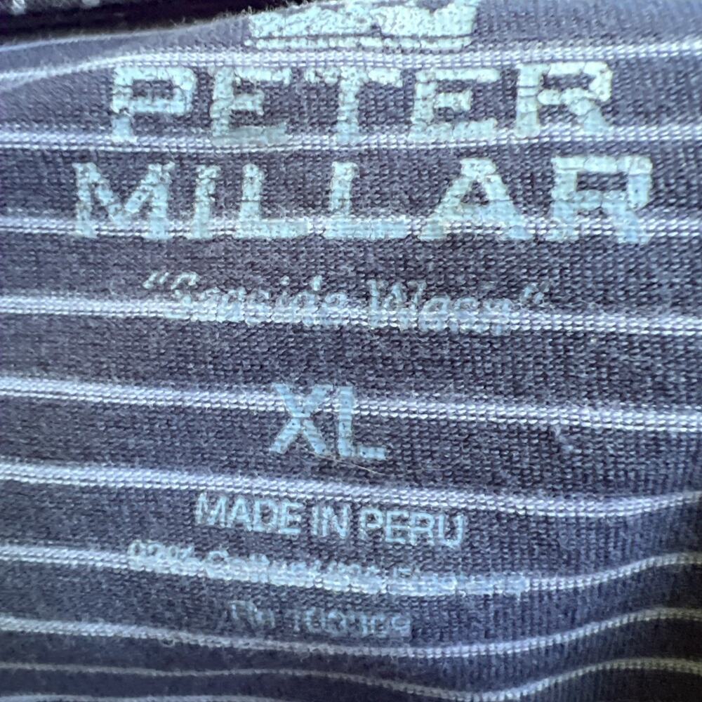 Peter Millar Crown Sport Navy/Lt Blue Stripe Performance Polo Preppy Golfcore XL - Picture 6 of 10